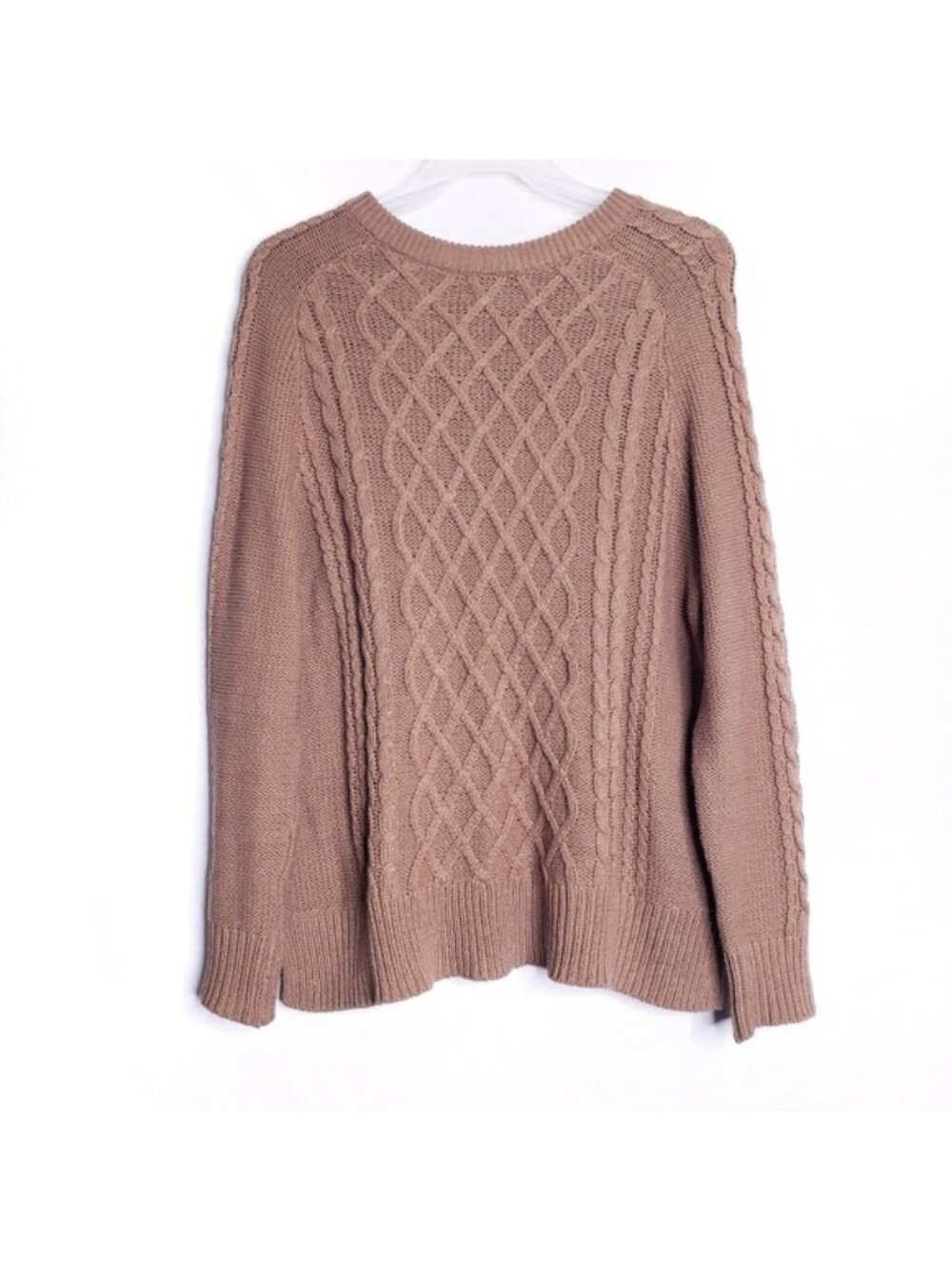 Old Navy Tan Light Brown Cable Knit Crew Neck Sweater Women's Size Large